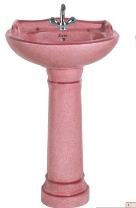 Pink Z Cera Star Gold Ceramic Pedestal Wash Basin For Bathroom Model