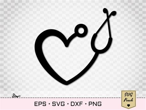 Black Heart Stethoscope Svg