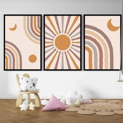 Quadro Decorativo Jogo Mosaico Infantil Sol E Lua Colorido Ponto Do