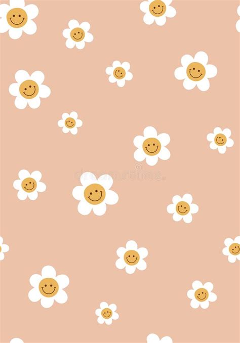 Groovy Flowers Set Retro 70s Floral Graphic Elements Isolated