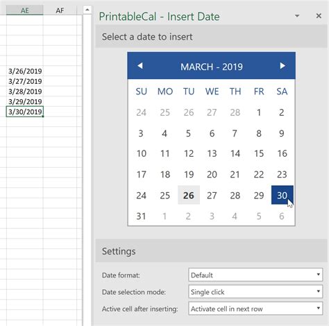 Insert Date Picker Drop Down Menu In Excel Calendar Template