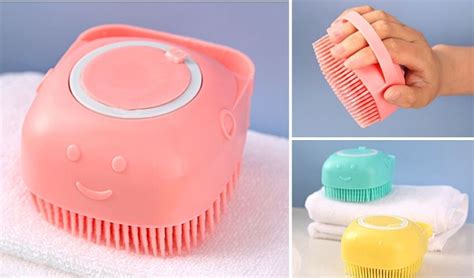 Silicone Bath Brush Smiley Massage Bath Brush With Soap Dispenser