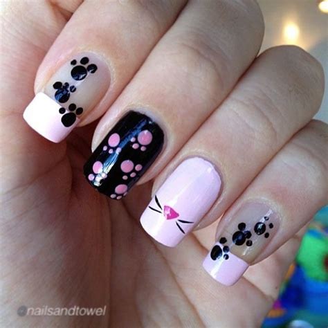 Unique Cat Nails Designs For You Paw Print Nails Cat Nail Designs