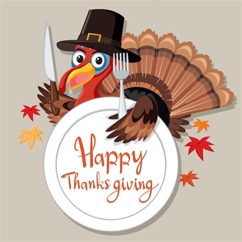 Free Vector | Happy thanksgiving turkey card