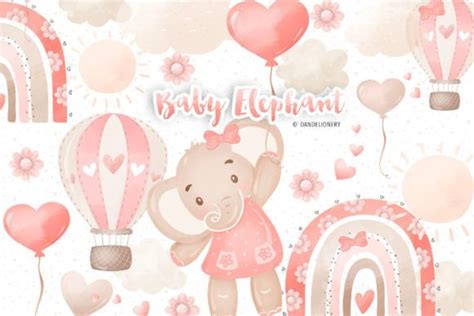 Watercolor Baby Elephant Design Graphic by dandelionery · Creative Fabrica