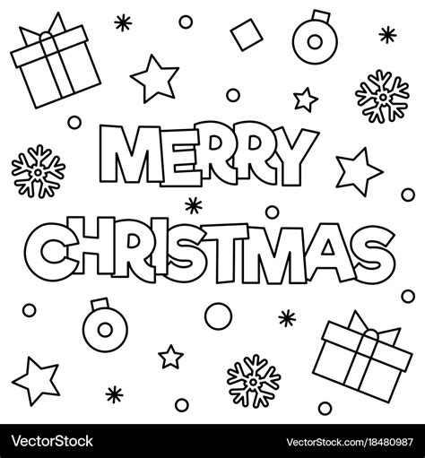 Merry Christmas Coloring Page Royalty Free Vector Image