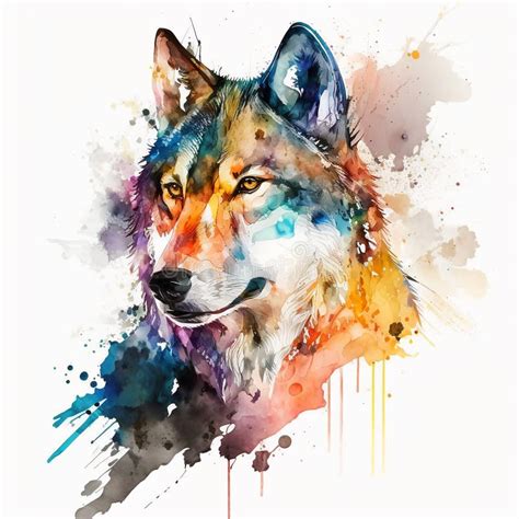 Portrait Wolf Head Watercolor Stock Illustrations 720 Portrait Wolf