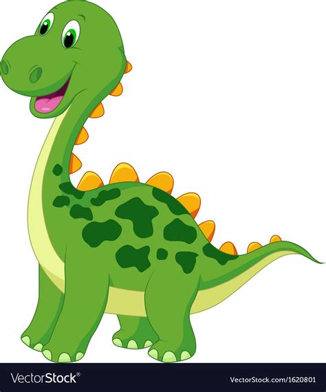 Cute Green Dinosaur Cartoon Royalty Free Vector Image