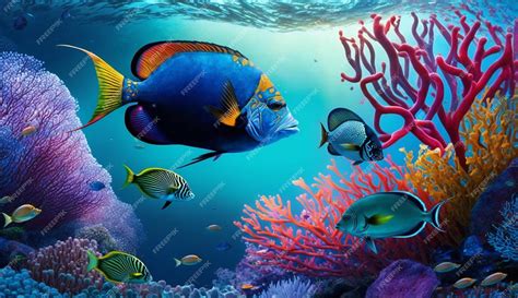 Premium Photo Colorful Tropical Fish Life In The Coral Reef Animals