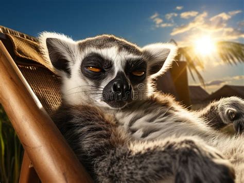 Ai Generated Illustration Wildlife Concept Of Ring Tailed Lemur Stock Illustration