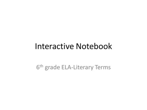 6th Grade Ela Interactive Notebook Literary Terms Teaching Resources