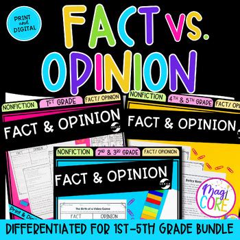 Fact Opinion Differentiated Bundle By Common Core Kingdom Tpt