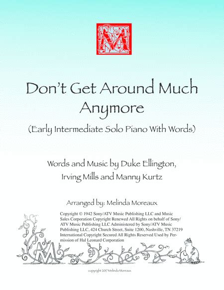 Don T Get Around Much Anymore Arr Melinda Moreaux Sheet Music Bob