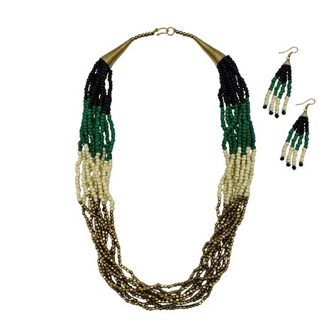 Inara Multi Strand Seed Bead Necklace And Earring Set Treasure Jewelry