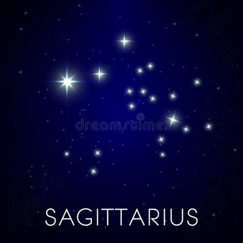 Sagittarius Zodiac Constellation Sparkling Stars In Night Sky Stock