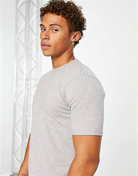 Dtt Roll Sleeve T Shirt In Light Grey Marl Asos