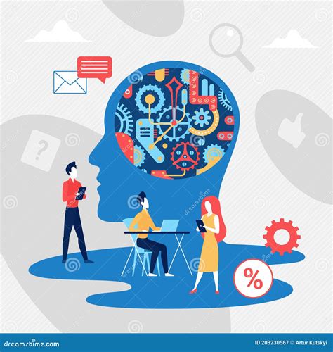 Brain Gears In Work Progress Concept Brainstorm Metaphor Stock Vector