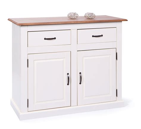 Buffet Portes Tiroirs Pin Massif Blanc Et Bois S Pia Caly