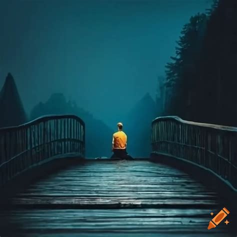 Man Sitting Alone On A Bridge On Craiyon