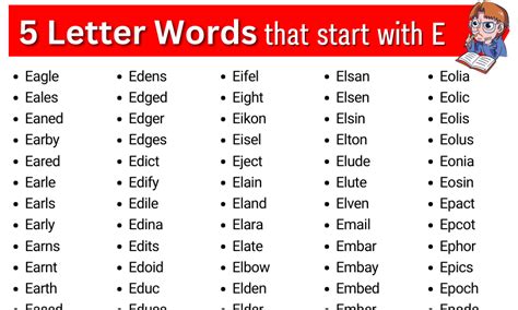 Letter Words That Start With E Five Letter Words Starting With E