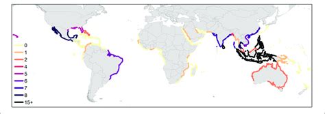 Global Map Showing The Location Of Countries That Have Mangroves And