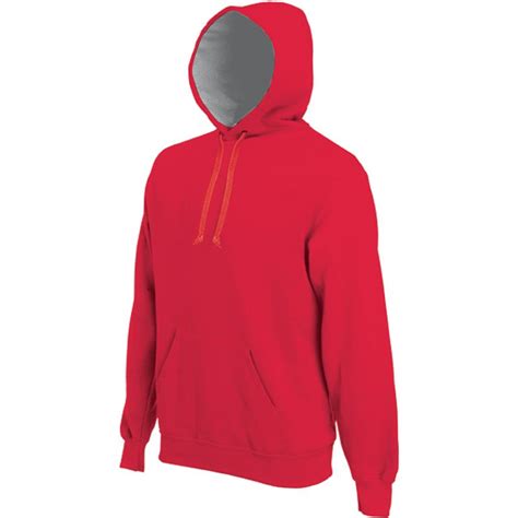 Sweat Shirt à Capuche Rouge T2xl Label