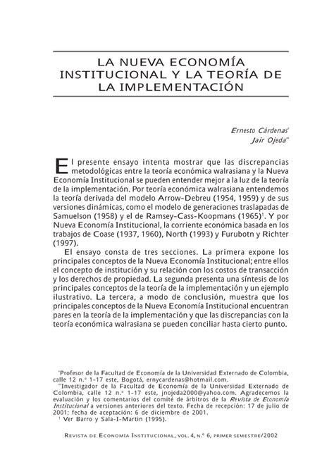 Pdf New Institutional Economics And Implementation Theory