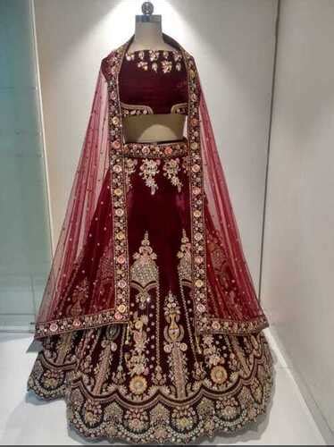 Maroon Color Ethnic Wear Embroidered Bridal Comfortable Lehenga Choli