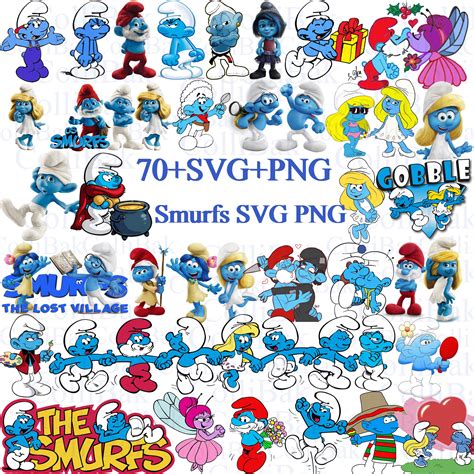 Smurfs Svg Bundle Smurfs Font Svg Files Smurfs Birthday Etsy