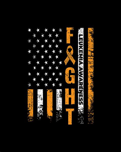 Fight Usa Flag Leukemia Awareness Cancer Survivor T Drawing By Grace