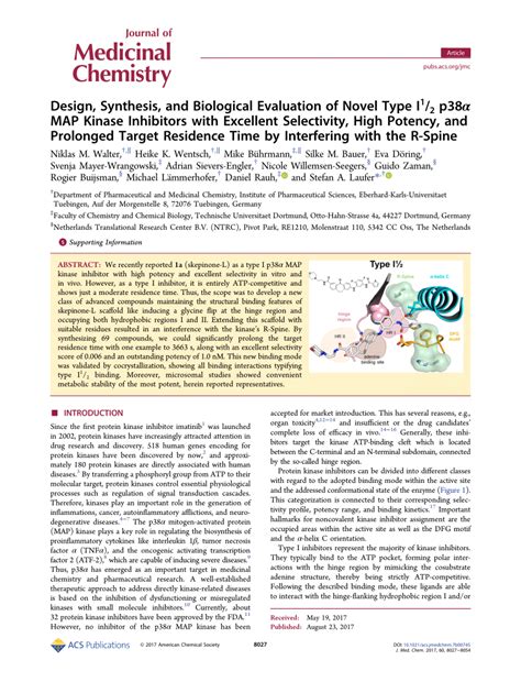 PDF Design Synthesis and Biological Evaluation of Novel Type I½ p38α