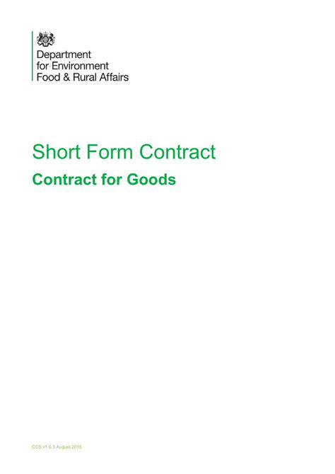 Pdf Short Form Contract Gov Uk · Value Added Tax Act 1994 And