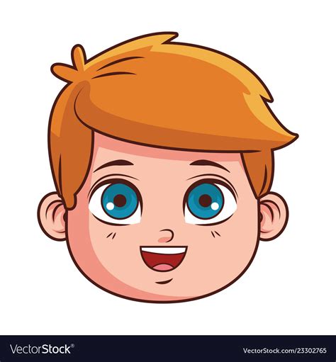 Cute boy face cartoon Royalty Free Vector Image