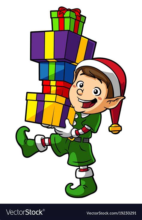 Cartoon Elf Boy Carrying Gifts Vector Image On VectorStock Grinch