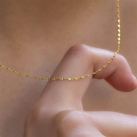 K Solid Gold Dainty Ball Chain Necklace Minimalist Etsy