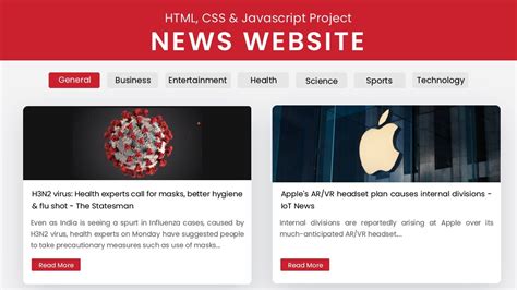 News App Html Css And Javascript Project Youtube