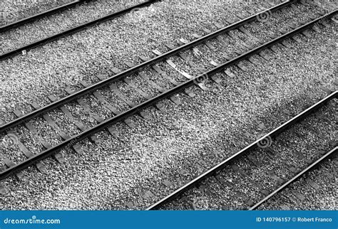 Railway Tracks Aligned in Parallel Stock Image - Image of parallel ...