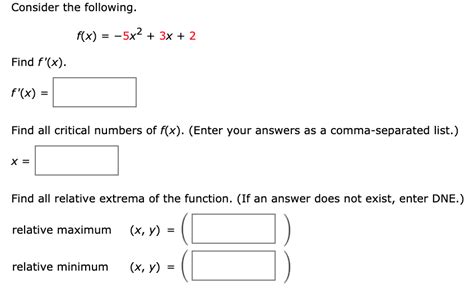 Solved Consider The Following F X 5x2 3x 2 Find