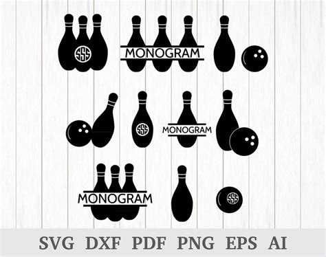 Bowling Svg Bowling Monogram SVG Bowling Pins Svg Bowling Etsy