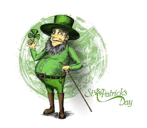 St Patricks Day Charakter Kobold Mit Hut Vektorillustration Premium