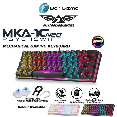Armaggeddon Mka C Neo Led Backlight Mechanical Gaming Keyboard Key Hot Swapable Kevlartech