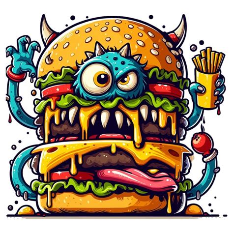 Premium Vector Monster Burger Vector Illustration