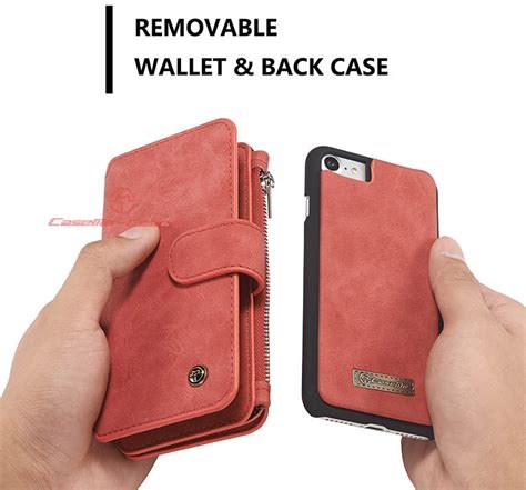 Caseme Iphone 7 Zipper Wallet Detachable 2 In 1 Flip Case Red