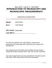 Aakif Shaik Lab Lab Assignment Docx Biol Lab Fall