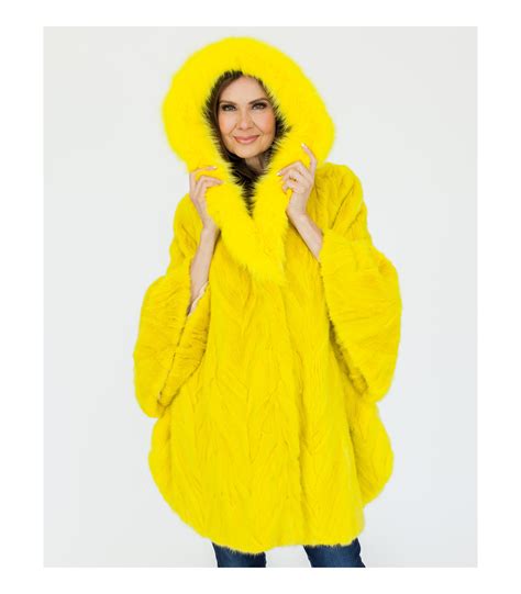 Luca Yellow Mink And Fox Fur Cape Coat At FurHatWorld