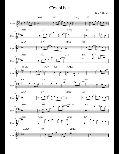 C Est Si Bon Sheet Music For Piano Download Free In Pdf Or Midi