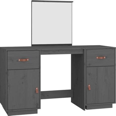 Furniture Limited Ensemble De Coiffeuse Avec Miroir Gris Bois