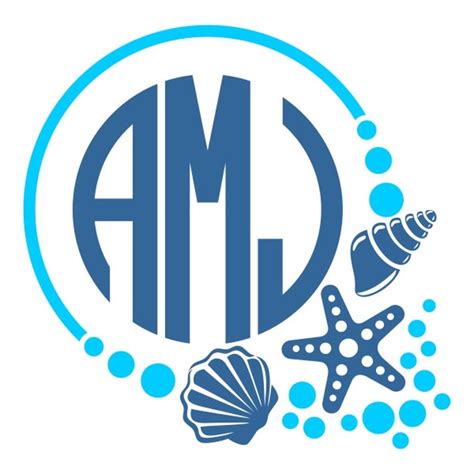 Seashells Monogram Frame Cuttable Design PNG DXF SVG Eps Etsy