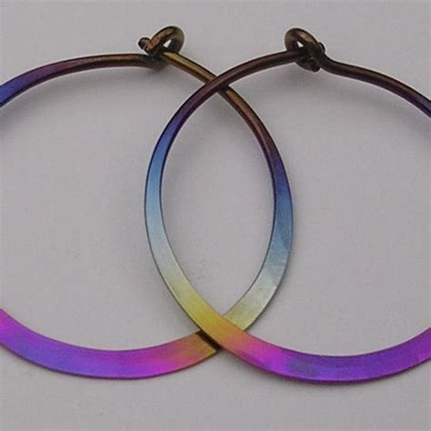 Niobium Rainbow Colored Hoop Earrings In Varioue Sizes Etsy