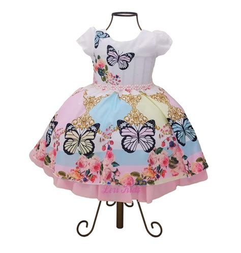 Vestido Luxo Infantil Tema Jardim Das Borboletas Tam 4 Elo7